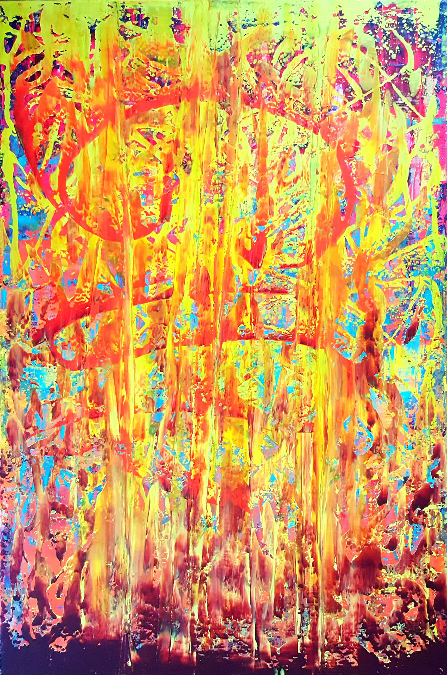 expressionism, colorful art, original painting, fire, orange painting