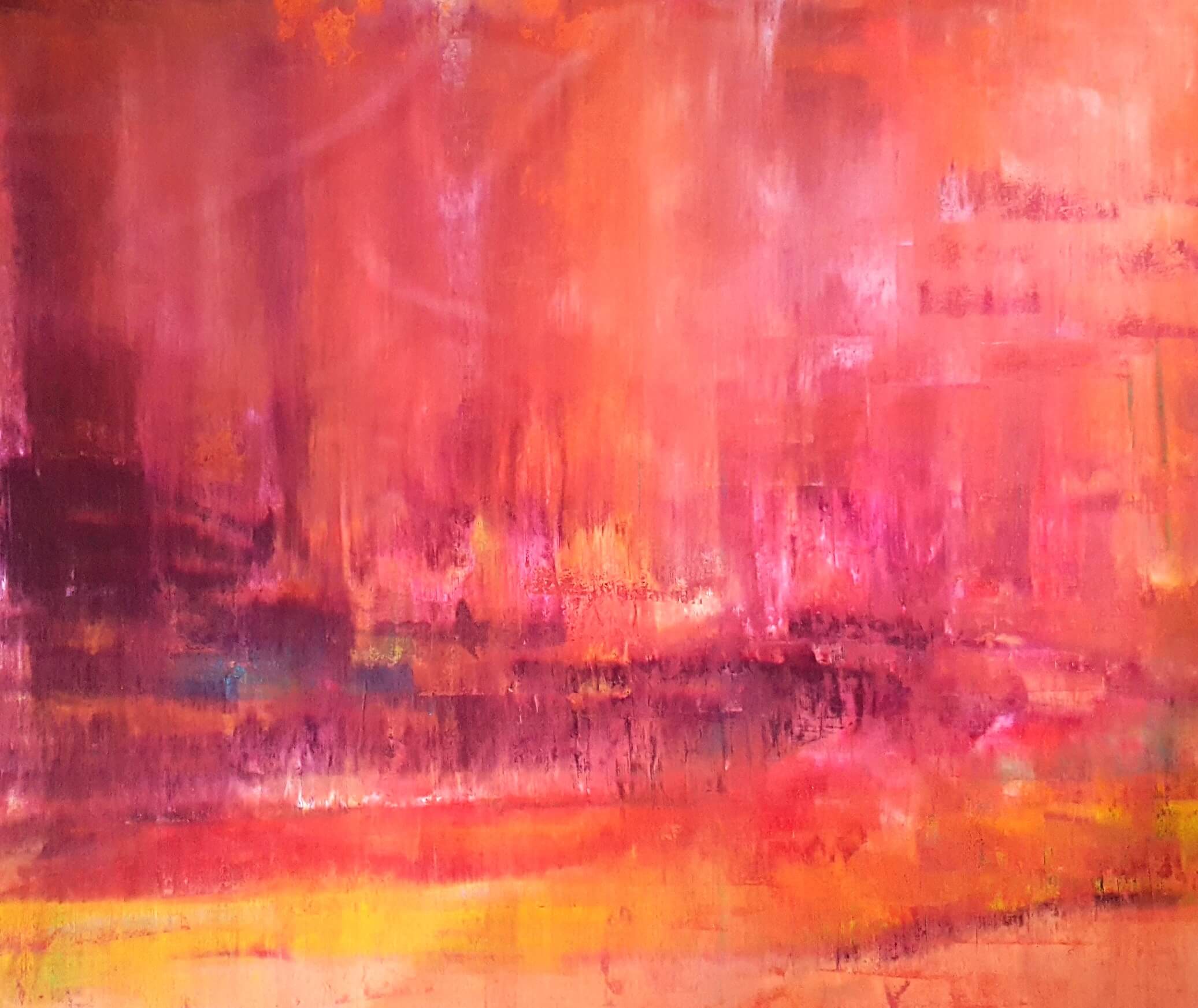 Abstract landscape, pink painting , xxl painting, original art, spring